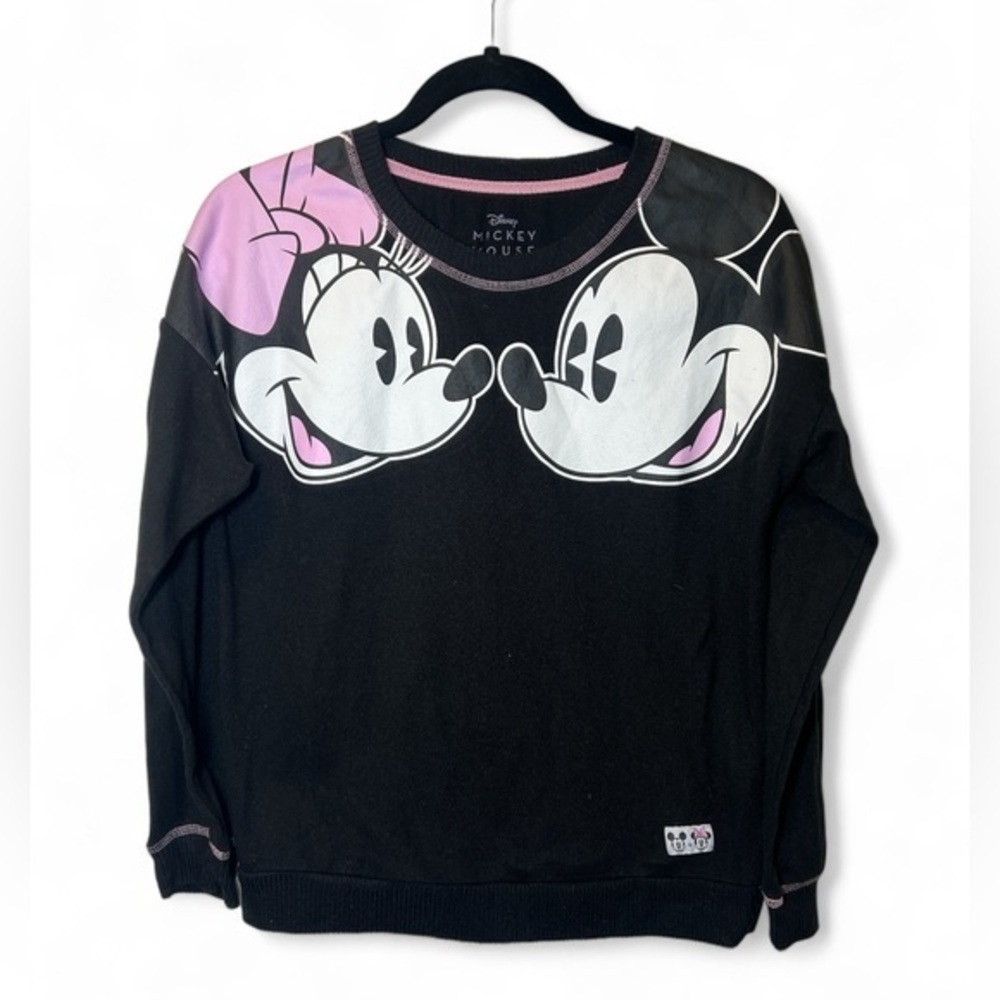 Disney Minnie & Mickey Face to Face Women Small Long Sleeve‎ Lounge Pajama Top